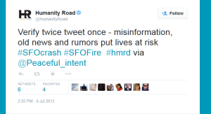 Humanity Road on Twitter Verify twice tweet once - misinformation, old news an_2015-06-03_18-47-58